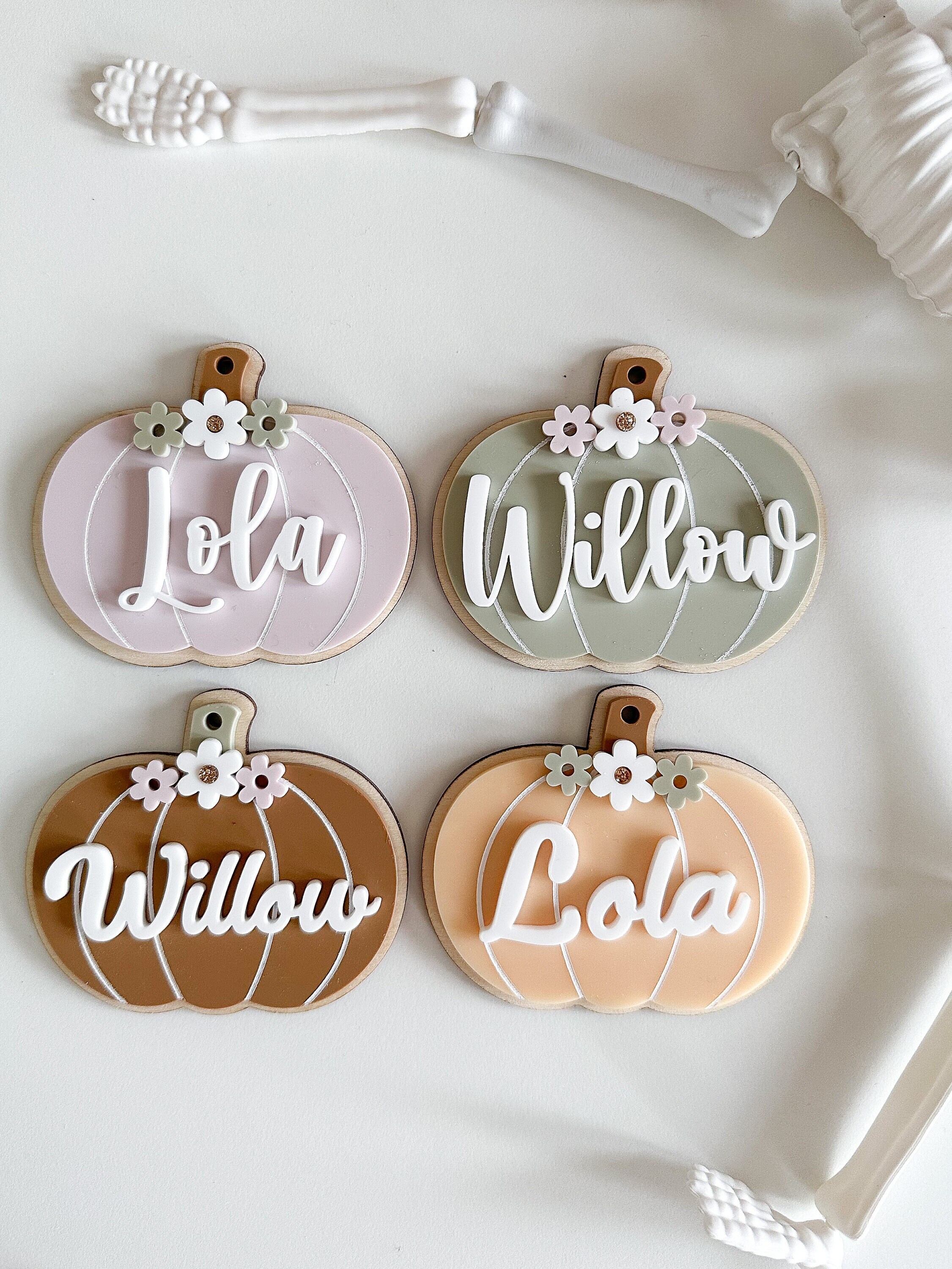 Personalised Boho Pumpkin Halloween Boo Basket Tags